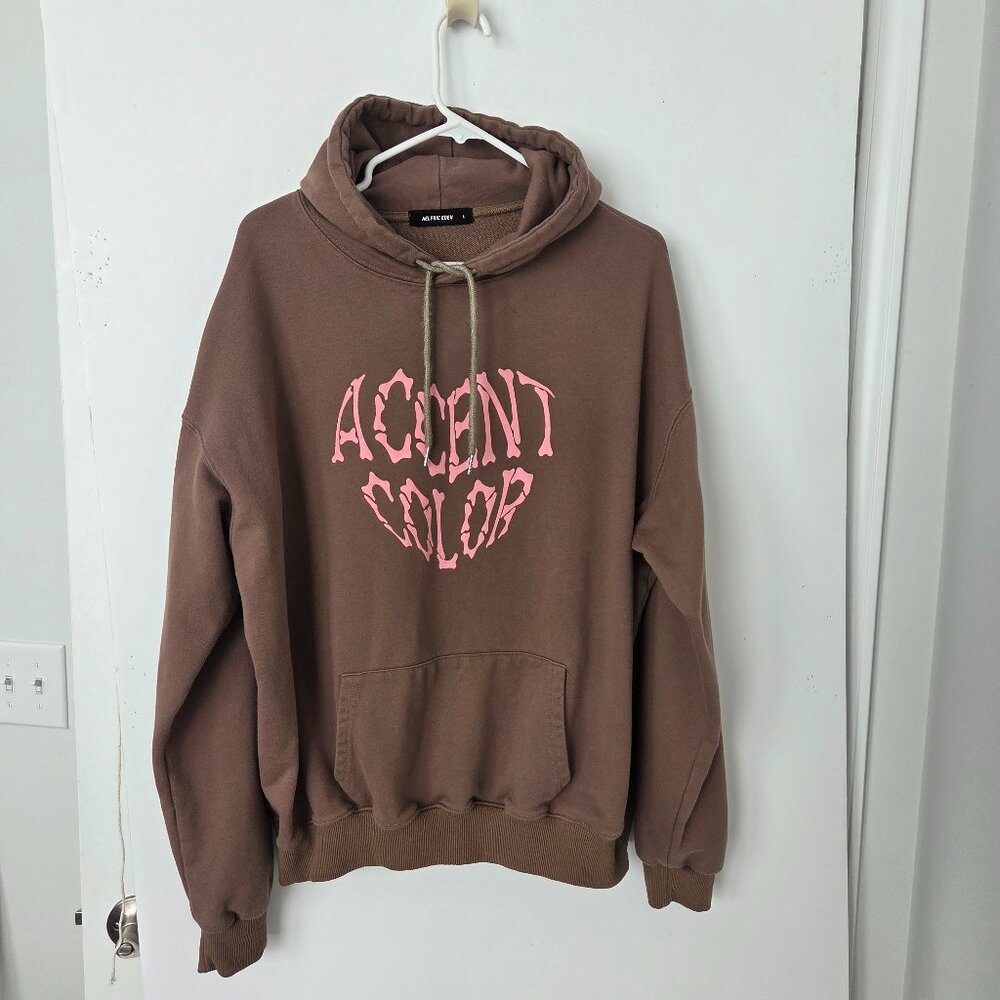 Aelfric Eden Brown Graphic Hoodie Grunge Streetwear Y2K Bone Font Tan Unisex L
